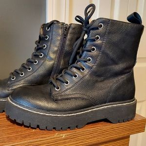 Sincerely Jules Leather Combat Moto Boot W7